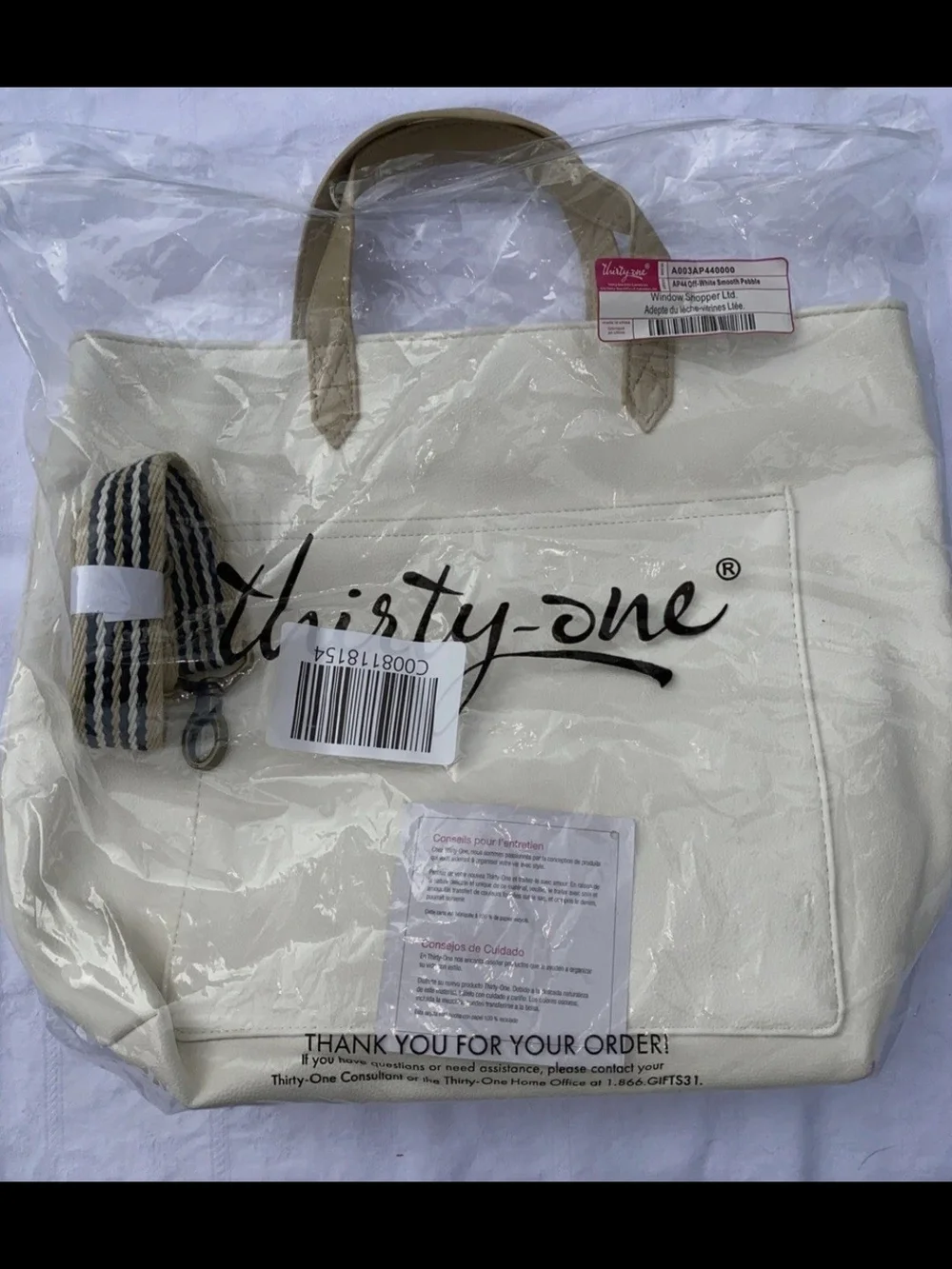 Thirty-One Window Shopper LTD In Off-White Smooth Pebble New